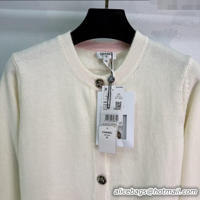 Shop Discount Chanel Cashmere Cardigan 0812 White 2025