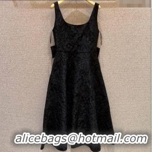 ​Famous Brand Chanel Embroidered Dress with Bow 0812 Black 2025