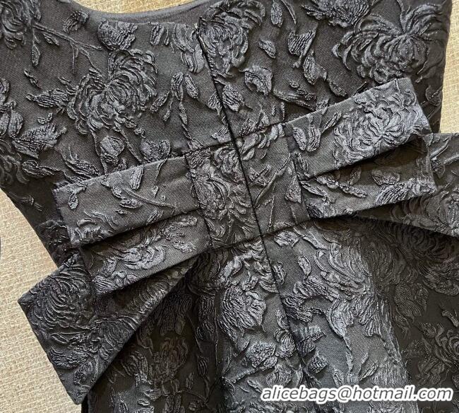 ​Famous Brand Chanel Embroidered Dress with Bow 0812 Black 2025