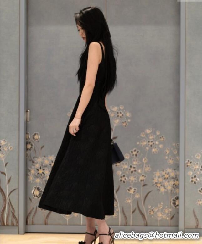 ​Famous Brand Chanel Embroidered Dress with Bow 0812 Black 2025