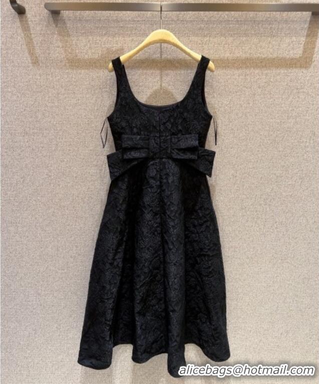 ​Famous Brand Chanel Embroidered Dress with Bow 0812 Black 2025