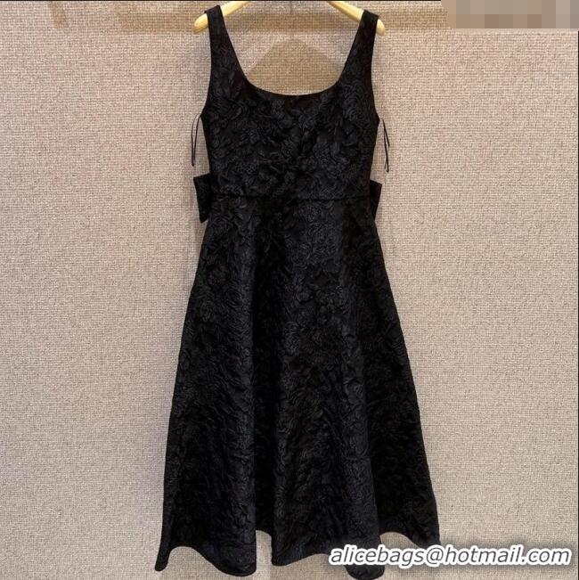 ​Famous Brand Chanel Embroidered Dress with Bow 0812 Black 2025