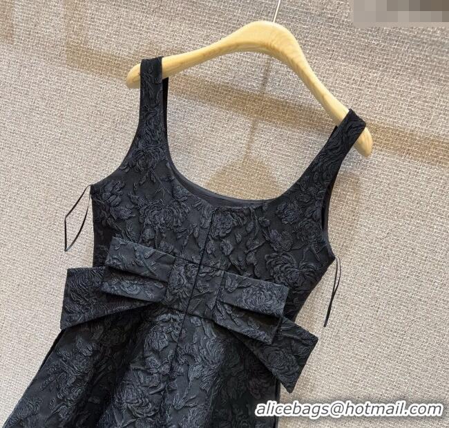 ​Famous Brand Chanel Embroidered Dress with Bow 0812 Black 2025