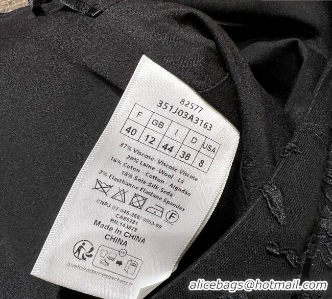 ​Famous Brand Chanel Embroidered Dress with Bow 0812 Black 2025