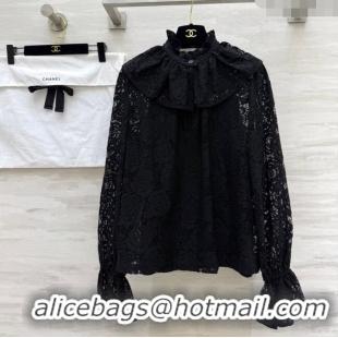 Buy Discount Chanel Lace Shirt 0812 Black 2025