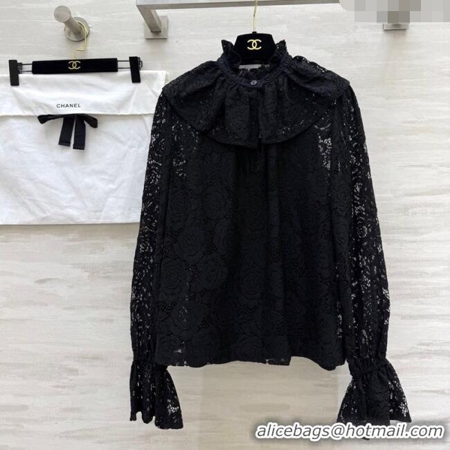 Buy Discount Chanel Lace Shirt 0812 Black 2025