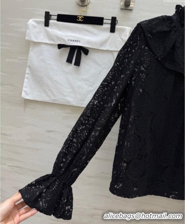 Buy Discount Chanel Lace Shirt 0812 Black 2025