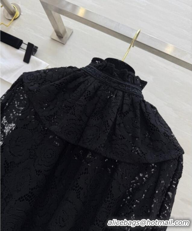 Buy Discount Chanel Lace Shirt 0812 Black 2025