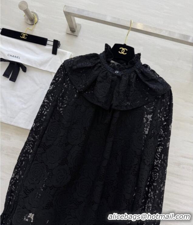 Buy Discount Chanel Lace Shirt 0812 Black 2025