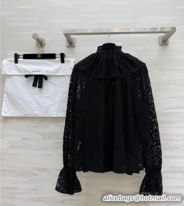Buy Discount Chanel Lace Shirt 0812 Black 2025