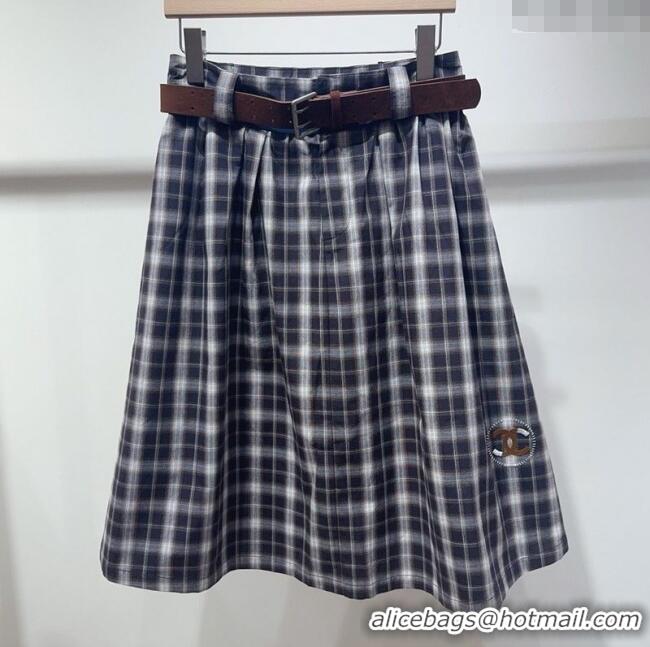 Market Sells Chanel Cotton Plaid Skirt 0812 Purple 2025