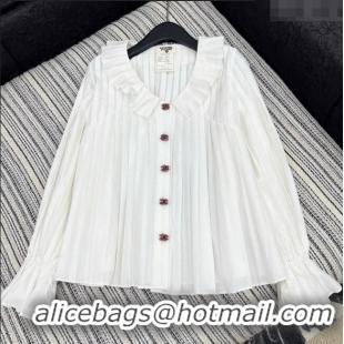 Good Product Chanel Pleated Shirt 0812 White 2025