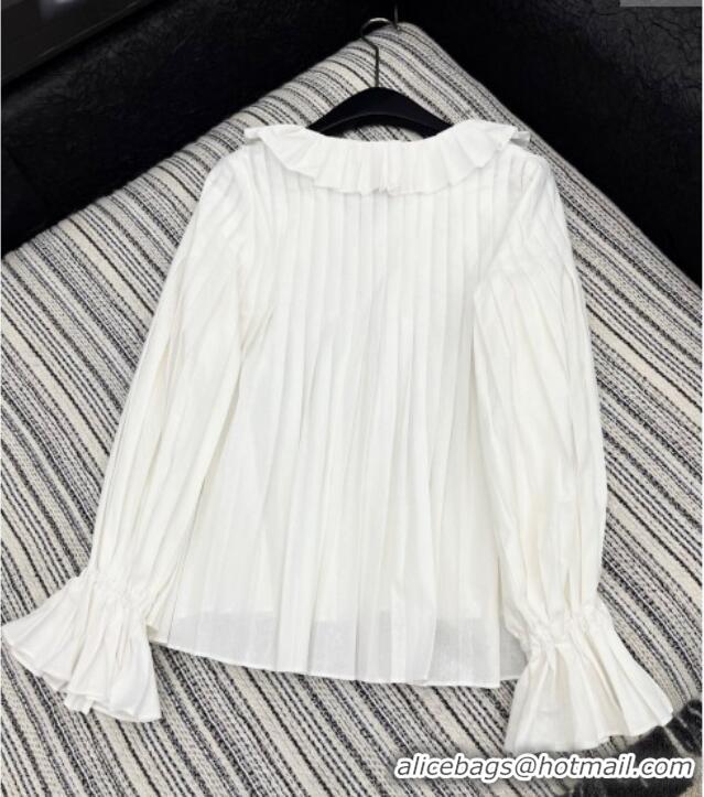 Good Product Chanel Pleated Shirt 0812 White 2025