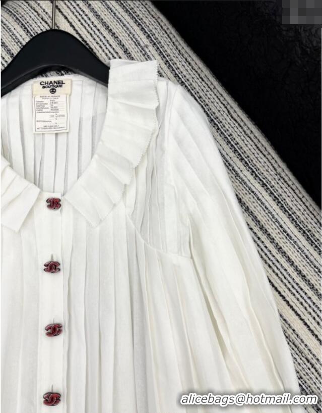 Good Product Chanel Pleated Shirt 0812 White 2025