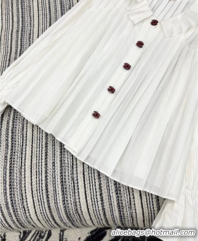 Good Product Chanel Pleated Shirt 0812 White 2025