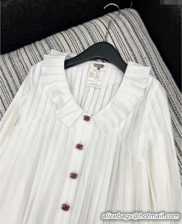 Good Product Chanel Pleated Shirt 0812 White 2025