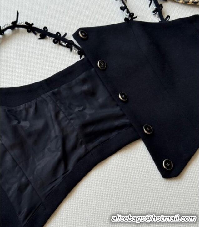 Market Sells Chanel Wool Short Vest with Bow and Pearls Strap CH5042 2025