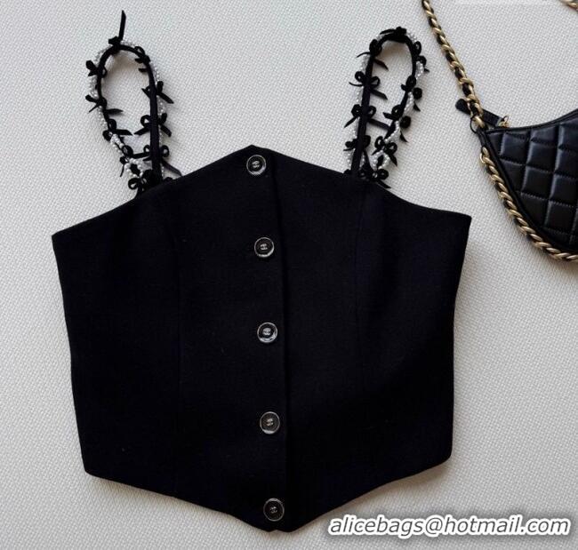 Market Sells Chanel Wool Short Vest with Bow and Pearls Strap CH5042 2025