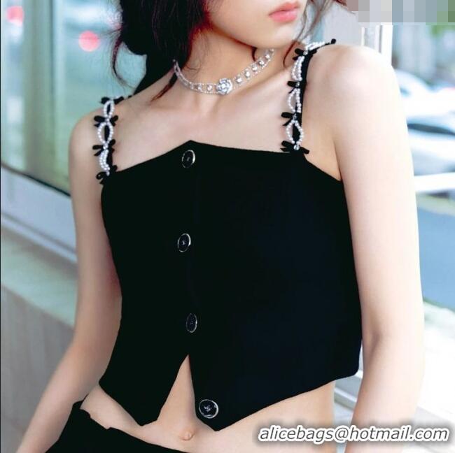 Market Sells Chanel Wool Short Vest with Bow and Pearls Strap CH5042 2025