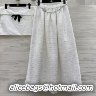 Top Quality Chanel Tweed Skirt CH82123 White 2025