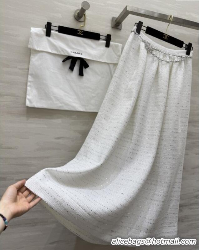 Top Quality Chanel Tweed Skirt CH82123 White 2025