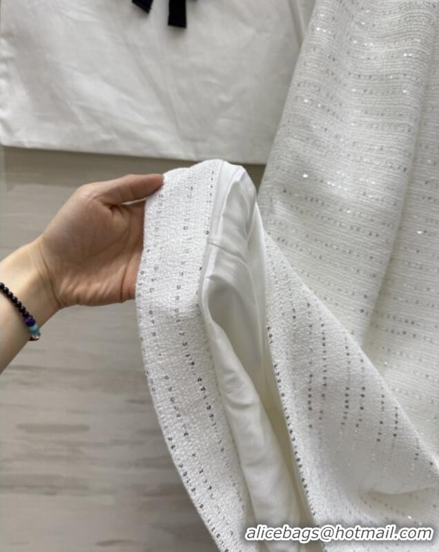 Top Quality Chanel Tweed Skirt CH82123 White 2025