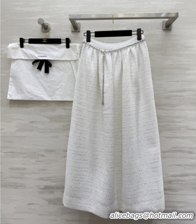 Top Quality Chanel Tweed Skirt CH82123 White 2025