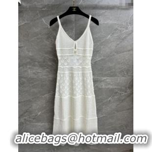 Super Quality Chanel Knit Wool Dress CH82111 White 2025