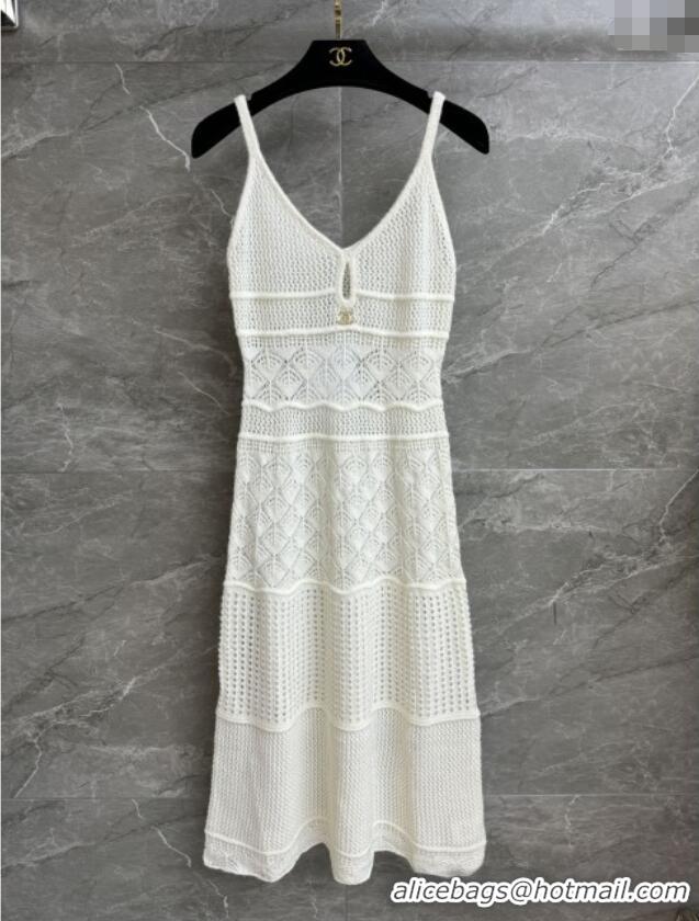 Super Quality Chanel Knit Wool Dress CH82111 White 2025