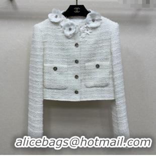 Top Design Chanel Tweed Jacket CH82112 White 2025