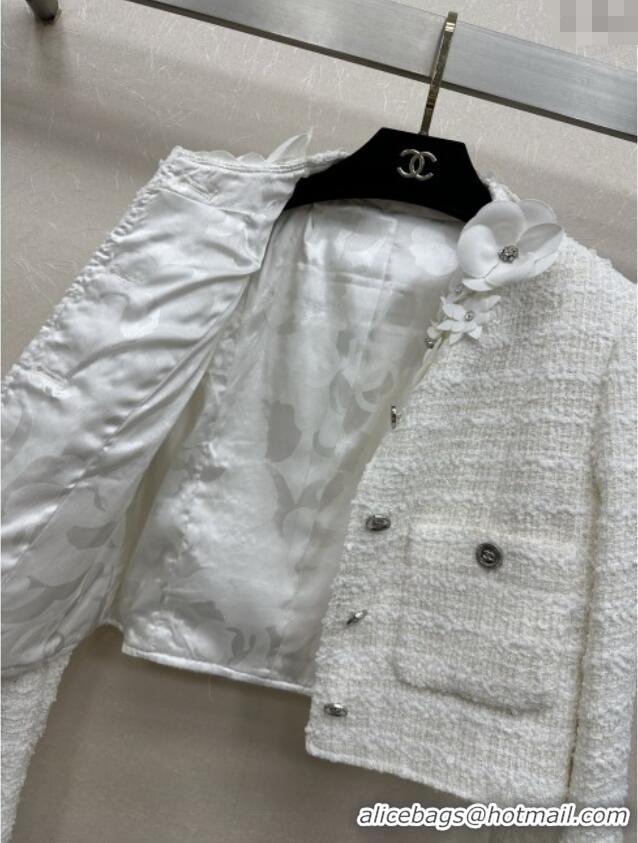 Top Design Chanel Tweed Jacket CH82112 White 2025