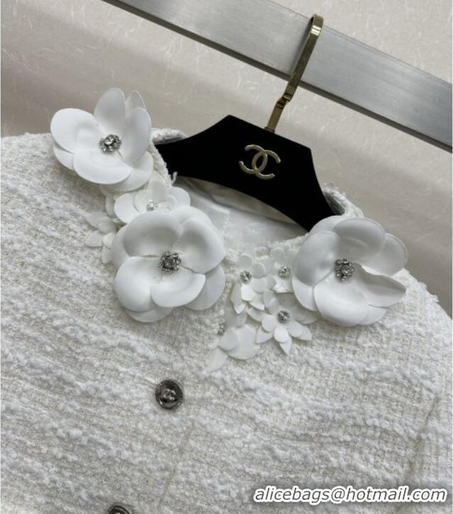 Top Design Chanel Tweed Jacket CH82112 White 2025