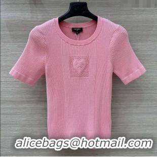 ​Traditional Discount Chanel Knit Short-sleeved Sweater CH82115 Pink 2025