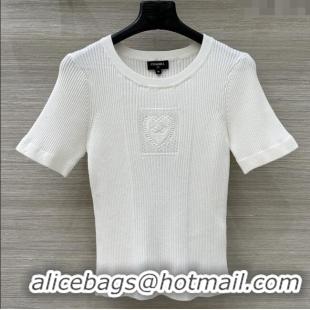 ​Affordable Price Chanel Knit Short-sleeved Sweater CH82117 White 2025