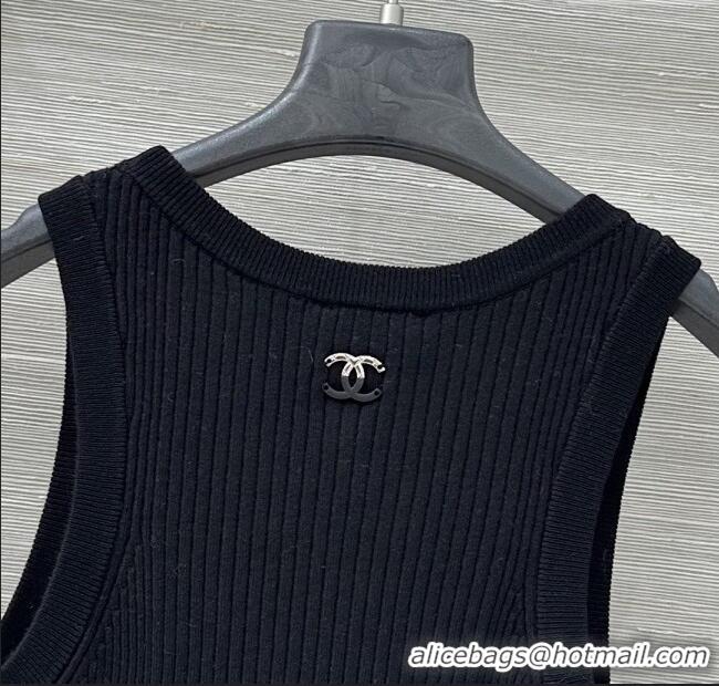 Luxury Cheap Chanel Knit Vest CH82119 Black 2025