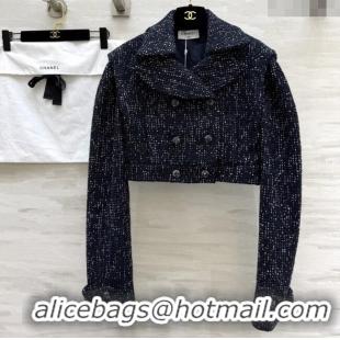 Inexpensive Chanel Tweed & Sequins Jacket CH82129 Blue 2025
