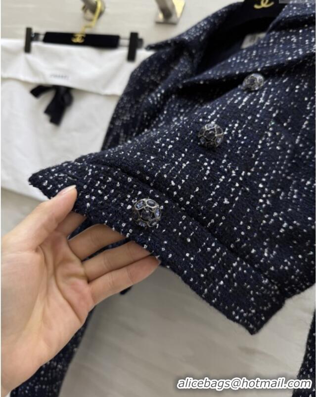 Inexpensive Chanel Tweed & Sequins Jacket CH82129 Blue 2025