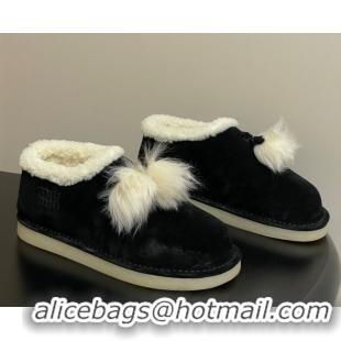 Lower Price Miu Miu Suede and Shearling Snow Boots with Pompon Black 1024136
