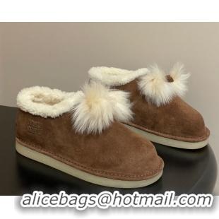 Trendy Design Miu Miu Suede and Shearling Snow Boots with Pompon Brown 1024138 2025