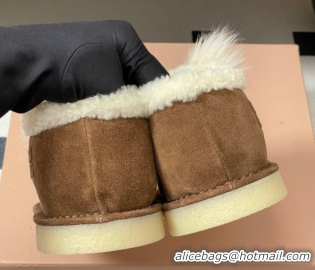 Trendy Design Miu Miu Suede and Shearling Snow Boots with Pompon Brown 1024138 2025