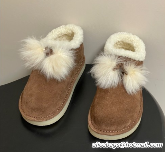 Trendy Design Miu Miu Suede and Shearling Snow Boots with Pompon Brown 1024138 2025