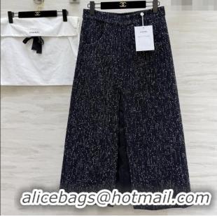 Grade Promotional Chanel Tweed & Sequins Skirt CH82130 Blue 2025
