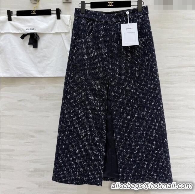 Grade Promotional Chanel Tweed & Sequins Skirt CH82130 Blue 2025