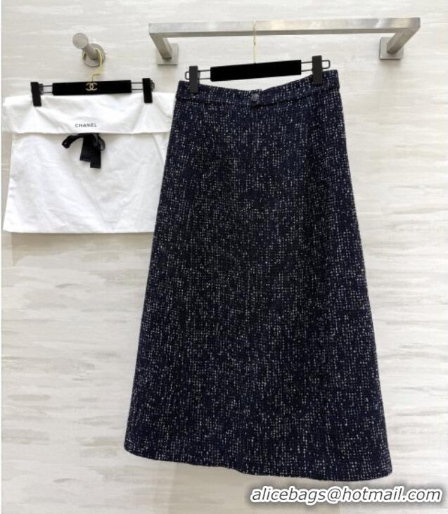Grade Promotional Chanel Tweed & Sequins Skirt CH82130 Blue 2025