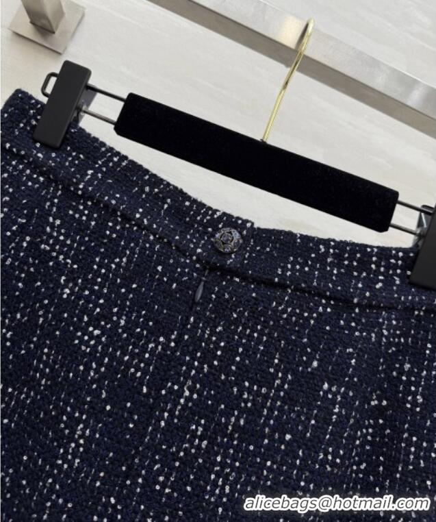 Grade Promotional Chanel Tweed & Sequins Skirt CH82130 Blue 2025