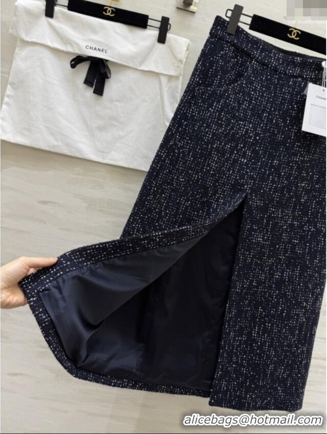 Grade Promotional Chanel Tweed & Sequins Skirt CH82130 Blue 2025