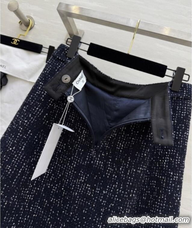 Grade Promotional Chanel Tweed & Sequins Skirt CH82130 Blue 2025