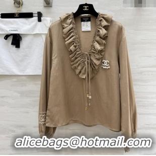 Top Quality Chanel Cotton Blouse CH82131 Brown 2025