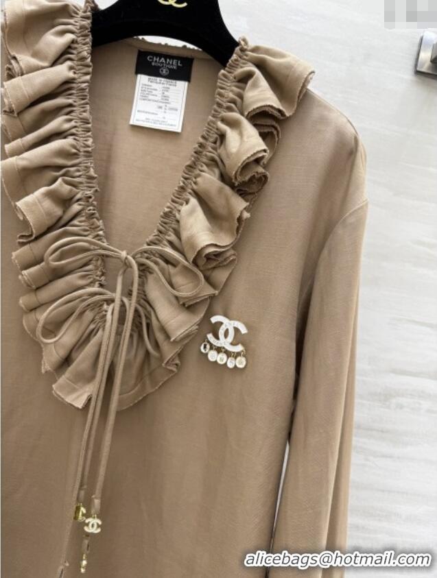 Top Quality Chanel Cotton Blouse CH82131 Brown 2025