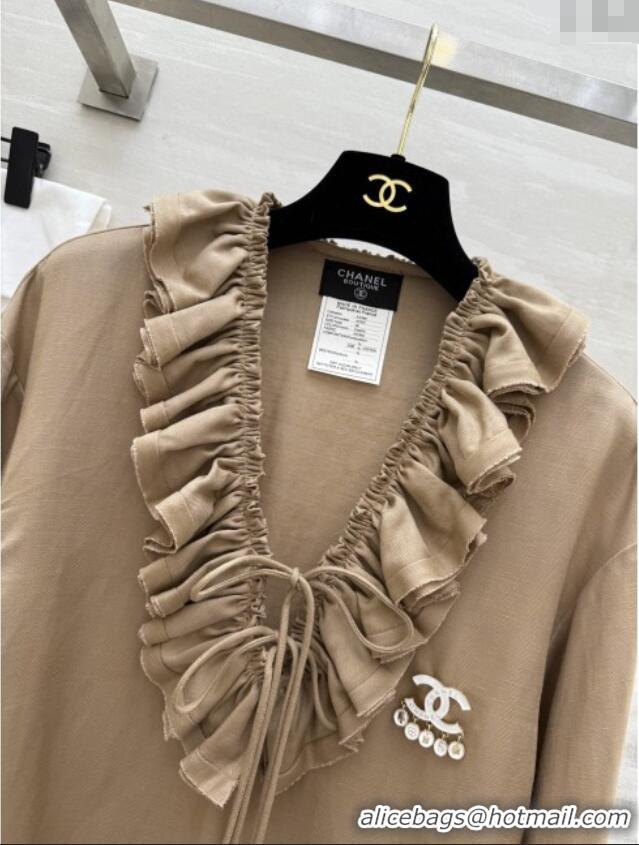 Top Quality Chanel Cotton Blouse CH82131 Brown 2025